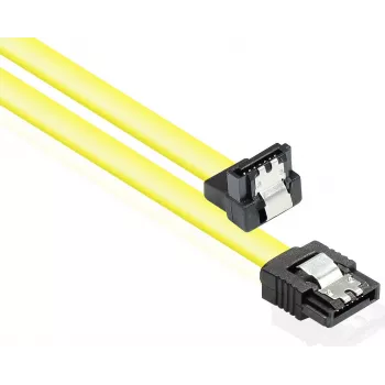 GoodConnections SATA 6 Gb/s kabel s kovinsko sponko, pod kotom, 0,50 m, rumen 5047-AW05Y