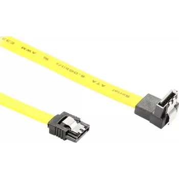 GoodConnections SATA 6 Gb/s kabel s kovinsko sponko, pod kotom, 0,50 m, rumen 5047-AW05Y