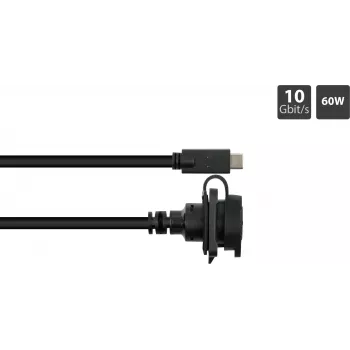 GoodConnections IC01-16U3102-010 S1 industrijski USB-C kabel, USB 3.2 Gen 2, vtič na vgradno vtičnico, M16, IP65/67, 1 m
