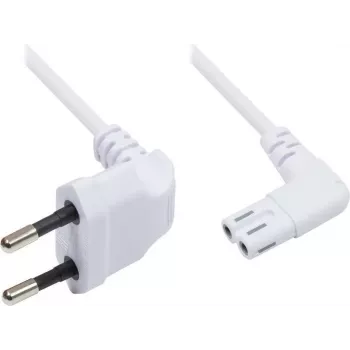 Good Connections euro napajalni kabel, euro vtič na IEC C7 vtičnico, obojestransko 90° kotno, bel, 0,75 m (1550-ZW007W)