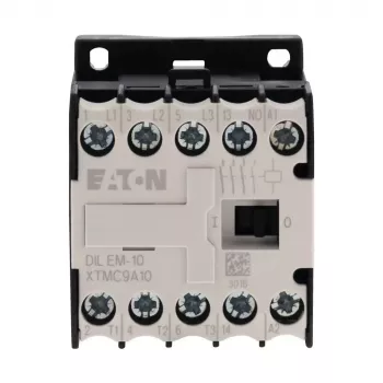 Eaton DILEM-10-G(12VDC) mini kontaktor, 3-polno, tuljava 12 V DC, 9 A AC-3, 1 NO pomožni kontakt, IP20, vijačne sponke, montaža na DIN tirnico/vijačna montaža, črna/bela 079594