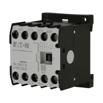 Eaton DILEM12-10 mini kontaktor, 3-polno, 12 A, tuljava 230 V 50 Hz / 240 V 60 Hz, 1 pomožni kontakt NO, IP20, črno/bel 127075