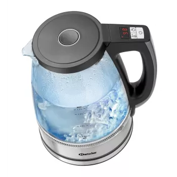 Bartscher stekleni kuhalnik vode 1,7L s 6 nastavitvami temperature in LED prikazom 200135