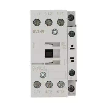 Eaton DILM25-10 24V 50Hz 3-polni močnostni kontaktor, 25 A AC-3, 11 kW, 1 NO pomožni kontakt, vijačne sponke, montaža na DIN letev, IP00 277119
