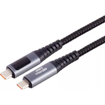 S CONN MAXIMUM CONNECTIVITY USB-C polnilni kabel, 2.0, 240W PD, A/V/W prikaz, 2m (14-59035)