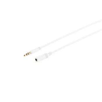 S CONN MAXIMUM CONNECTIVITY 33982-W Super Slim 3,5 mm stereo avdio podaljševalni kabel, vtič na vtičnico, pozlačen, bel, 1,5 m