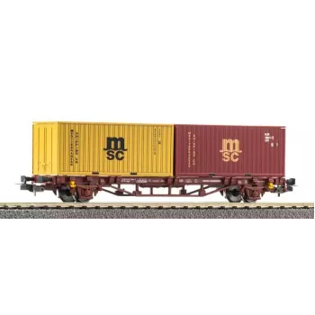 PIKO 27750 kontejnerski transportni vagon DC, DB AG, epoha VI, Sgns 80', 2x 40ft kontejnerja, H0