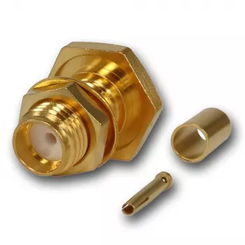 Telegärtner SMA vtičnica crimp vgradna vtičnica za RG-316/U, pozlačena, 50 Ohm, DC-6 GHz J01151A0001Z