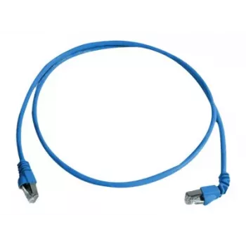 Telegärtner L00002A0177 patch kabel, Cat 6A S/FTP PiMF, 3,0 m, enostransko 90° kotni konektor, 10 Gbit/s, brez halogenov, moder