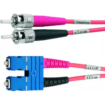 Telegärtner ST na SC duplex multimode OM4 optični patch kabel, 50/125µm, 3m, aqua L00892A0072