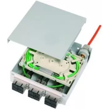 Telegärtner STX DIN-tirni razdelilnik za optična vlakna, 6x ST dupleks multimode, 12x G50/125 OM2 pigtaili, kaseta za spajanje (H82050F0001)