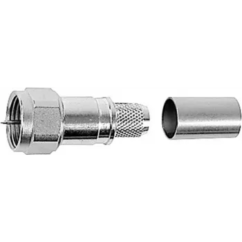 Telegärtner F-vtič, raven, 75 Ohm, crimp/vijačni, ponikljan medenina, za RG59/RG6 J01600A0009