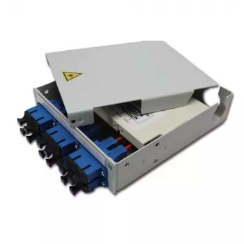 Telegärtner STX DIN-tirni optični razdelilnik, 6x dupleks SC singlemode, 12-vlaknena spojna kaseta, pigtaili, pripravljeno za spajanje H82050E0002