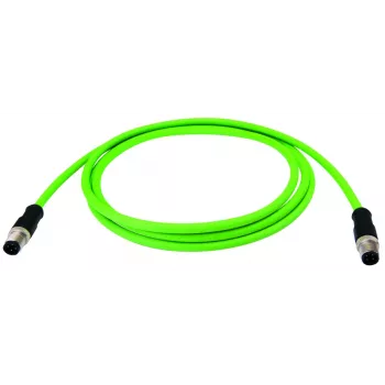 TELEGÄRTNER D-kodiran Cat.5 M12 vtič na M12 vtič industrijski Ethernet patch kabel, PUR, zelen, 10m L80215A0000
