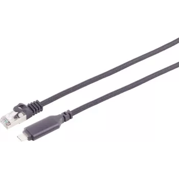 S CONN MAXIMUM CONNECTIVITY USB-C LAN adapter kabel 1G, USB Type-C na RJ45, aluminij, črn, 5m (14-51055)