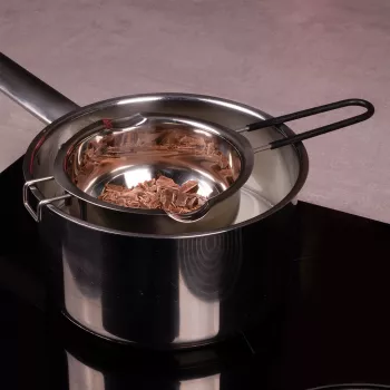 Lurch nerjavna jeklena posoda za taljenje Bain-Marie, srebrna, premer 11 cm, 350 ml, z izlivom in kavljem za lonec (70276)