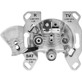 TechniSat TECHNIPRO SV600 V2 3-luknjična antenska stenska vtičnica z DC diodno ločitvijo (TV, radio, SAT) 0004/3075