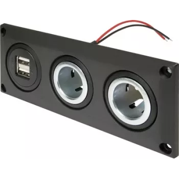 ProCar 67326500 vgradna vtičnica 12V/24V z USB polnilnim priključkom, DIN/ISO 4165, 16A/8A, 5V/2.1A, črna