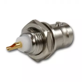 Telegärtner BNC vgradna spojka 50 Ohm, pozlačen notranji vodnik, 4-luknjasta prirobnica, spajkan priključek (J01001A0053Z)