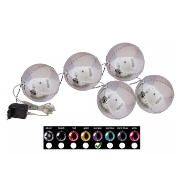 EUROPALMS LED snežna krogla 8cm, lila, paket 5 kosov 83501240