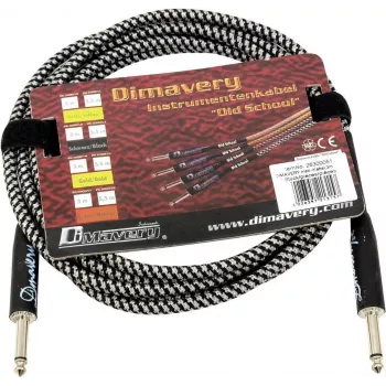 DIMAVERY instrumentalni kabel 3m črno-srebrn, ponikljeni TS vtiči 26300051