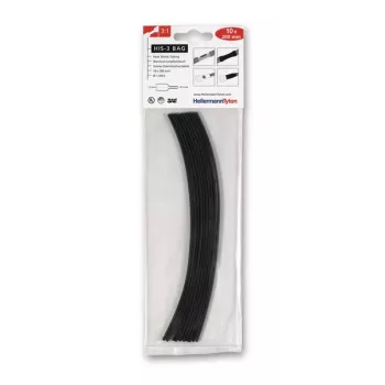 HellermannTyton HIS-3-BAG-1.5/0.5 toplotno skrčljiva cev 3:1, črna, od 1,5mm do 0,5mm, 20cm, 10 kosov 308-30151