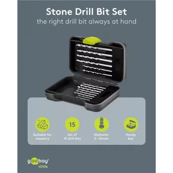 GOOBAY TOOLS 15-delni set svedrov za zid 4-12 mm s konicami iz volframovega karbida v etuiju 77849