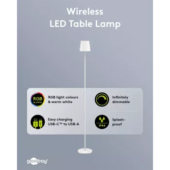 WENTRONIC Goobay brezžična LED stoječa svetilka XL 122 cm RGBW bela (76572)