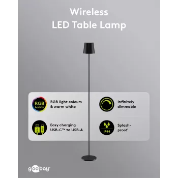 Goobay brezžična LED stoječa svetilka, velikost XL, 122 cm, RGBW, črna 76573