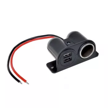IWH 12/24V avtomobilska vtičnica z 2 vratoma USB, skupni izhod 4,2A (019010)