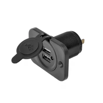 IWH dvojna vgradna USB vtičnica 12/24V 2,1A 2x USB-A črna 019006