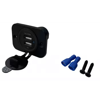 IWH dvojna vgradna USB vtičnica 12/24V 2,1A 2x USB-A črna 019006