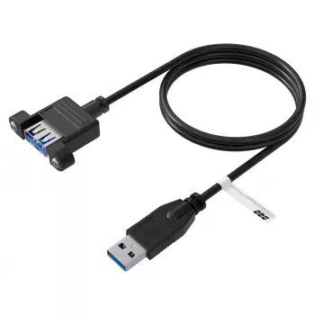 EFB Elektronik USB 3.0 podaljševalni kabel, USB-A vtič na USB-A vtičnico za panelno montažo, 1,8 m, črn K5265SW.1V2