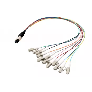 EFB Elektronik MPO-PLUS/APC(M)-LC razdelilni kabel OS2 12 vlaken tip B LSZH rumen 1m MPOM12LCOS2-1