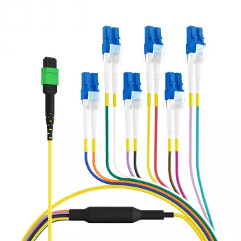 EFB Elektronik MPO-PLUS/APC(F) na LC trunk kabel, OS2 single-mode, 12 vlaken, polariteta tip B, LSZH rumen, 1 m MPOF12LCOS2-1