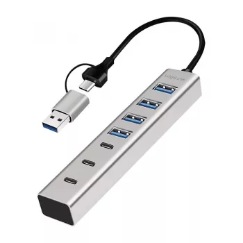 LogiLink USB 3.0 hub, 7 vrat, 4x USB-A 3x USB-C, aluminijasto ohišje