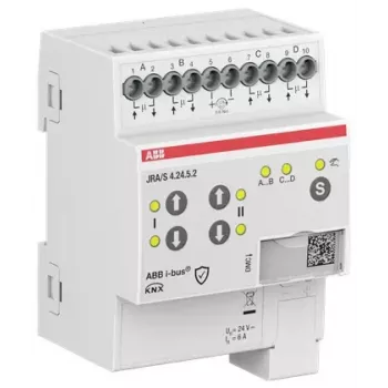 ABB JRA/S4.24.5.2 KNX aktuator za žaluzije/roloje, 4-kratni, 24V AC/DC, ročno upravljanje, DIN-tirnica 2CDG110298R0011