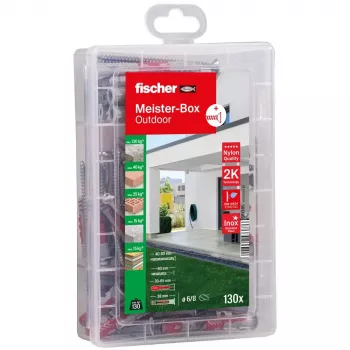 FISCHER praktični pomočnik komplet vložkov in vijakov za zunanje in vlažne prostore 130 delov 561385