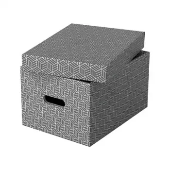 Esselte škatla za shranjevanje Home M, 17,5 L, 26,5 x 36,5 x 20,5 cm, paket 3 kosov, bela/siva (628283)