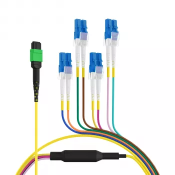 EFB Elektronik MPOF08LCOS2-10 MPO-PLUS/APC(F) na LC OS2 8-vlakenski trunk kabel, tip B, LSZH rumen, 10m