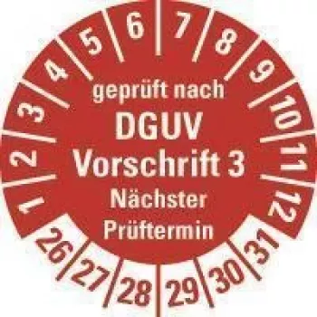 HEIN Industrieschilder nalepka za pregled DGUV V3 NP26-31, okrogla 20 mm, trajno lepljiva, bela, 500/rolo 185658