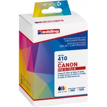 Edding 18-410-01 združljiv komplet kartuš s črnilom za Canon PGI-5BK & CLI-8 (črna, cyan, magenta, rumena)