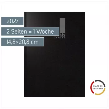 BRUNNEN TIME CENTER 2027 knjižni koledar A5 črn tedenski planer 1072520907