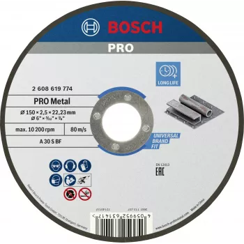 Bosch Standard for Metal rezalna plošča, 150 mm x 1,6 mm x 22,23 mm, ravna, aluminijev oksid, 1 kos, 2608619774