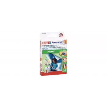 tesa 58003 Powerstrips lepilni trakovi za plakate, 60 kosov, beli, montaža brez poškodb 58003-00500-04