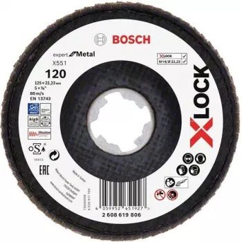 Bosch Accessories 2608619806 brusilna plošča Expert for Inox X-LOCK 125 mm, zrnatost 60, 1 kos