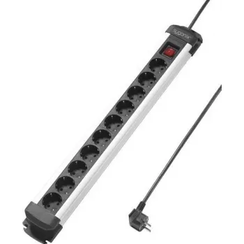 Sygonix SY-4538266 10-vtična podaljška s stikali, 1,5m kabel, črna/srebrna