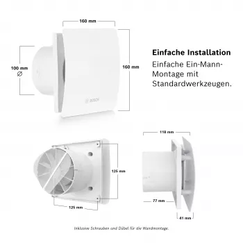 BOSCH F1500 DH 100 kopalniški odsesovalni ventilator s časovnikom zakasnitve DN 100 7738335626