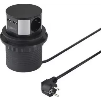 SYGONIX SY-4780156 stolp z vtičnicami 8 AC vtičnic 2 USB-A 1 USB-C 1,5m kabla črno-srebrn