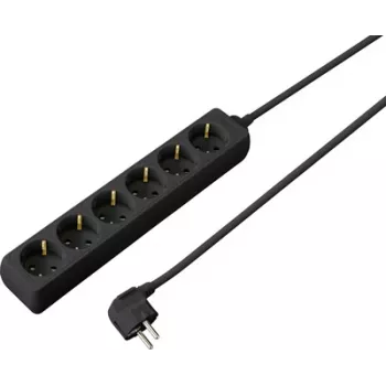 Sygonix SY-4890996 podaljšek s 3 Schuko vtičnicami in osvetljenim stikalom, 1,5 m kabel, črn